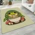 Cute cartoon frog eating ramen area rugs carpet