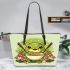 Cute cartoon frog eating ramen leaather tote bag