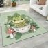 Cute cartoon frog eating ramen area rugs carpet