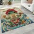 Cute cartoon frog eating ramen shown in a full body shot area rugs carpet