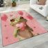 Cute cartoon frog holding a pink heart area rugs carpet