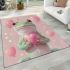 Cute cartoon frog holding a pink heart area rugs carpet