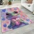 Cute cartoon frog holding a pink heart area rugs carpet