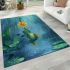 Cute cartoon frog holding on to the stem area rugs carpet