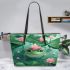 Cute cartoon frog in the water leaather tote bag