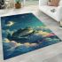 Cute cartoon frog lies on the clouds in space area rugs carpet