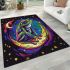 Cute cartoon frog on the moon psychedelic rainbow colors area rugs carpet