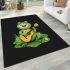 Cute cartoon frog playing guitar in a simple drawing area rugs carpet