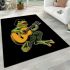 Cute cartoon frog playing guitar in a simple drawing area rugs carpet