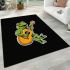 Cute cartoon frog playing guitar in a simple drawing area rugs carpet