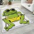 Cute cartoon frog sitting in a lawn chair with sunglasses on area rugs carpet