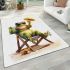 Cute cartoon frog sitting in the sun on an outdoor chair area rugs carpet