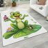 Cute cartoon frog sitting on a lily pad area rugs carpet