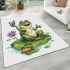 Cute cartoon frog sitting on a lily pad area rugs carpet