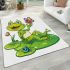 Cute cartoon frog sitting on a lily pad area rugs carpet