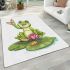 Cute cartoon frog sitting on a lily pad area rugs carpet