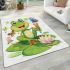 Cute cartoon frog sitting on a lily pad smiling with his legs crossed area rugs carpet