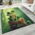 Cute cartoon frog sitting on a tree stump with big eyes area rugs carpet