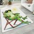 Cute cartoon frog wearing sunglasses lounging in the sun area rugs carpet