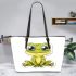 Cute cartoon frog with big eyes leaather tote bag