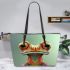 Cute cartoon frog with big eyes leaather tote bag