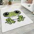 Cute cartoon frog with big eyes coloring page for kids area rugs carpet
