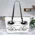 Cute cartoon frog with big eyes coloring page for kids leaather tote bag