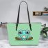 Cute cartoon frog with big eyes wearing sneakers leaather tote bag