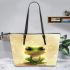 Cute cartoon frog with large eyes leaather tote bag
