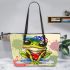 Cute cartoon green frog leaather tote bag