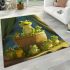 Cute cartoon green frog sitting on top of a bowl area rugs carpet