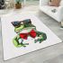 Cute cartoon green frog wearing sunglasses area rugs carpet