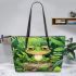 Cute cartoon illustration of a little frog with big eyes leaather tote bag