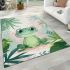 Cute cartoon illustration of a little frog with big eyes area rugs carpet