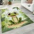 Cute cartoon illustration of a little frog with big eyes area rugs carpet