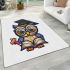 Cute cartoon owl wearing glasses and graduation hat area rugs carpet