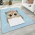 Cute cartoon owl with a pink bow on its head area rugs carpet