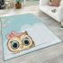 Cute cartoon owl with a pink bow on its head area rugs carpet
