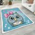 Cute cartoon owl with pink bow on head area rugs carpet