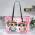 Cute cartoon owls wearing cute leather tote bag