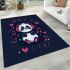 Cute cartoon panda listening to music on headphones area rugs carpet