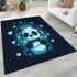 Cute cartoon panda listening to music on headphones area rugs carpet