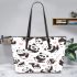 Cute cartoon panda pattern leather tote bag