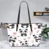 Cute cartoon panda pattern leather tote bag