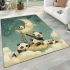 Cute cartoon pandas shooting stars area rugs carpet