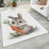 Cute cartoon rabbit holding a carrot area rugs carpet