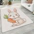 Cute cartoon rabbit holding a carrot area rugs carpet