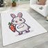 Cute cartoon rabbit holding a carrot in a simple area rugs carpet