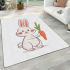 Cute cartoon rabbit holding a carrot in a simple area rugs carpet