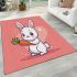 Cute cartoon rabbit playing with a carrot area rugs carpet